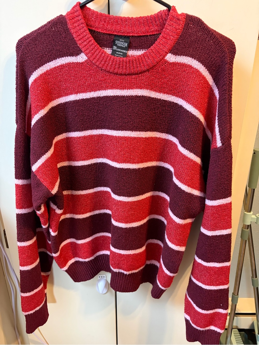 Stranger Things Red and Burgundy Women's Sweater